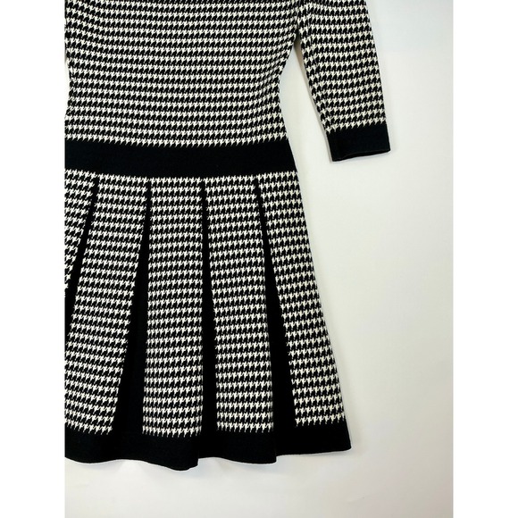 Ralph Lauren Sweater Dress XS Black White Houndstooth Pleated Knit Old Money - Picture 13 of 13